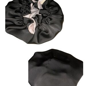 Elegant Black and Pink Satin Hair Scrunchie